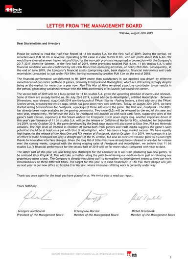 Semi-Annual Report of 11 bit studios S.A., page 2