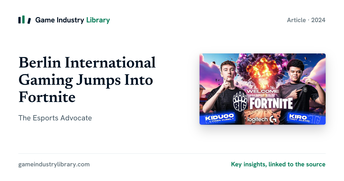 Berlin International Gaming Jumps Into Fortnite (2024)