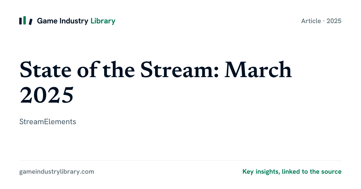 State of the Stream: March 2025 (StreamElements)